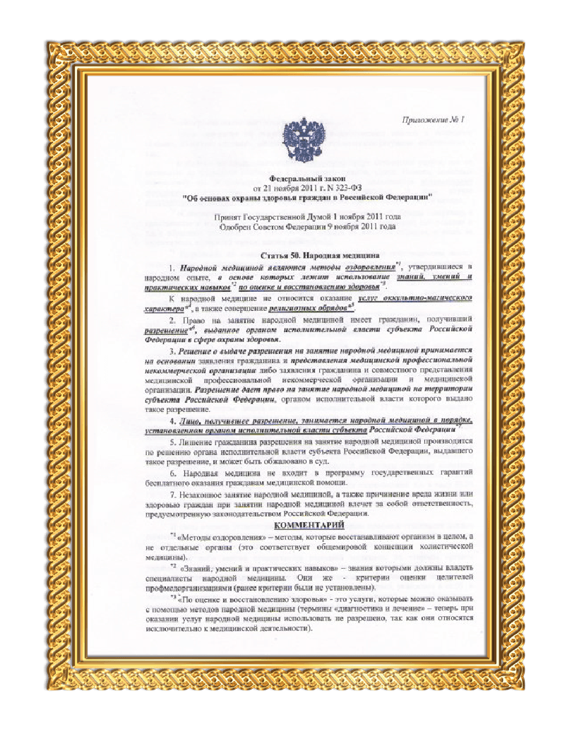 2011-ci il noyabrın 11-də Rusiyada tibbi xidmətlərin göstərilməsi haqqında sənəd